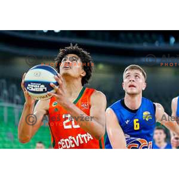 In action during second game of the quarter-final of OTP Bank League 2024/2025 basketball match between Cedevita Olimpija and Sencur GGD in Ljubljana, Slovenia on May 13, 2025