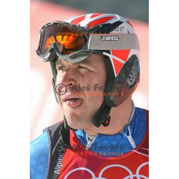 in the finish line of 2006 Torino Winter Olympic games men\'s downhill race in Borgata, Sestriere on February 12, 2006