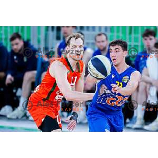 Jaka Blazic in action during second game of the quarter-final of OTP Bank League 2024/2025 basketball match between Cedevita Olimpija and Sencur GGD in Ljubljana, Slovenia on May 13, 2025
