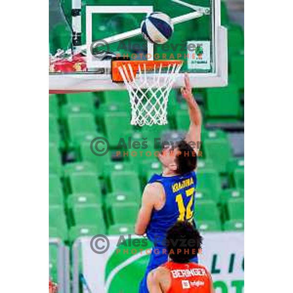 In action during second game of the quarter-final of OTP Bank League 2024/2025 basketball match between Cedevita Olimpija and Sencur GGD in Ljubljana, Slovenia on May 13, 2025