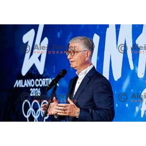 Franjo Bobinac during presentation of Slovenia Olympic Committee 268 days before Milano-Cortina 2026 Winter Olympic Games in Ljubljana, Slovenia on May 14, 2025