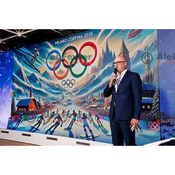 Blaz Perko during presentation of Slovenia Olympic Committee 268 days before Milano-Cortina 2026 Winter Olympic Games in Ljubljana, Slovenia on May 14, 2025