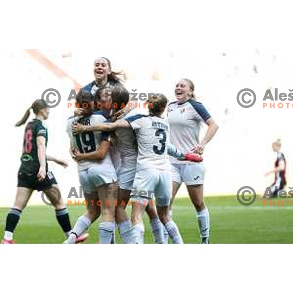 in action during The Final of Pivovarna Union Women’s Slovenian Cup football match between Mura Nona and Ljubljana in SRC Stozice, Ljubljana, Slovenia on May 14, 2025