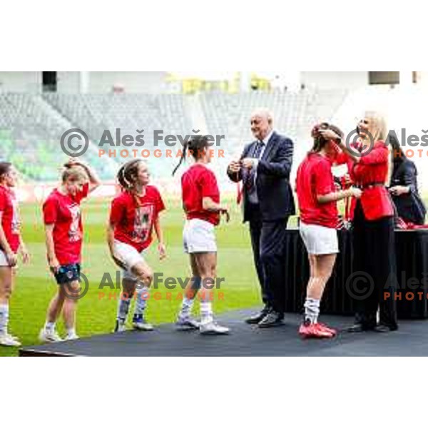 in action during The Final of Pivovarna Union Women’s Slovenian Cup football match between Mura Nona and Ljubljana in SRC Stozice, Ljubljana, Slovenia on May 14, 2025