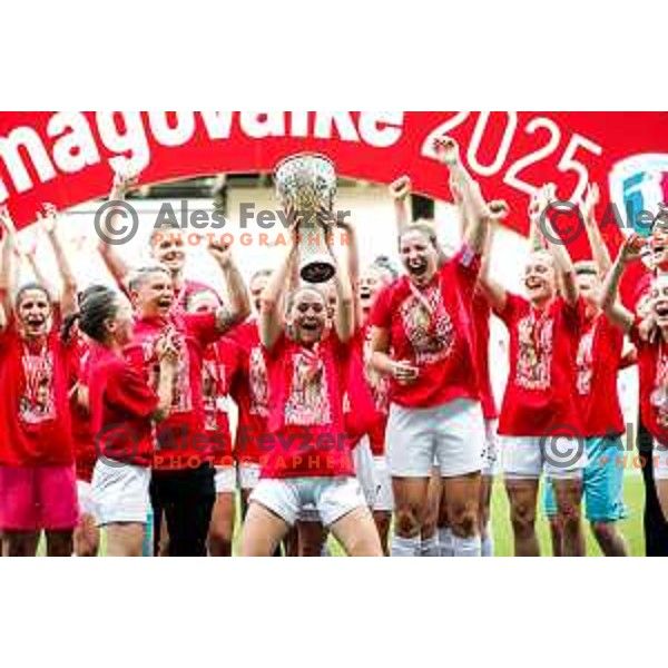 in action during The Final of Pivovarna Union Women’s Slovenian Cup football match between Mura Nona and Ljubljana in SRC Stozice, Ljubljana, Slovenia on May 14, 2025