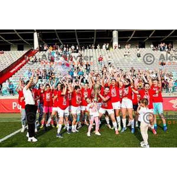 in action during The Final of Pivovarna Union Women’s Slovenian Cup football match between Mura Nona and Ljubljana in SRC Stozice, Ljubljana, Slovenia on May 14, 2025