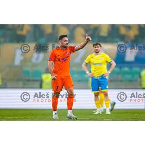 Aljosa Matko celebrates a goal during The Final of Pivovarna Union Slovenian Cup football match between Koper and Celje in SRC Stozice, Ljubljana, Slovenia on May 14, 2025