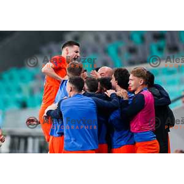 in action during The Final of Pivovarna Union Slovenian Cup football match between Koper and Celje in SRC Stozice, Ljubljana, Slovenia on May 14, 2025