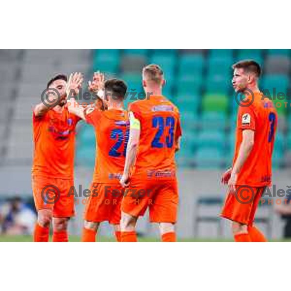 Aljosa Matko celebrates a goal during The Final of Pivovarna Union Slovenian Cup football match between Koper and Celje in SRC Stozice, Ljubljana, Slovenia on May 14, 2025