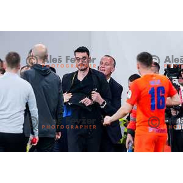 in action during The Final of Pivovarna Union Slovenian Cup football match between Koper and Celje in SRC Stozice, Ljubljana, Slovenia on May 14, 2025