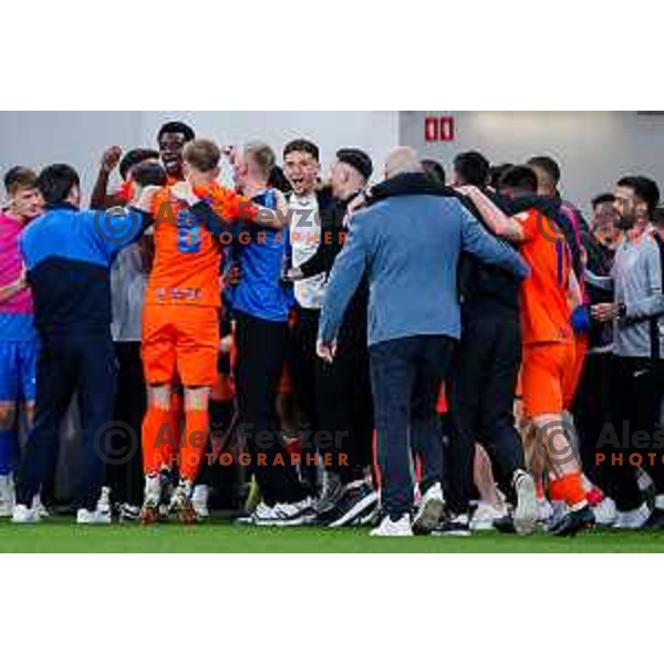 in action during The Final of Pivovarna Union Slovenian Cup football match between Koper and Celje in SRC Stozice, Ljubljana, Slovenia on May 14, 2025