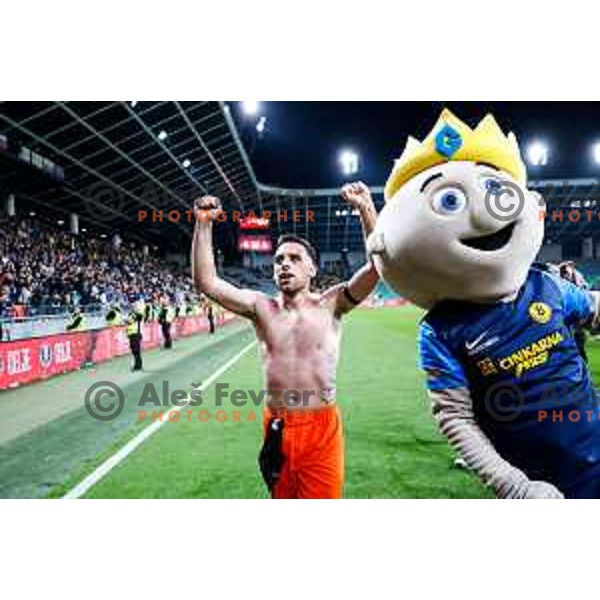 Aljosa Matko of Celje celebrates victory in The Final of Pivovarna Union Slovenian Cup football match between Koper and Celje in SRC Stozice, Ljubljana, Slovenia on May 14, 2025