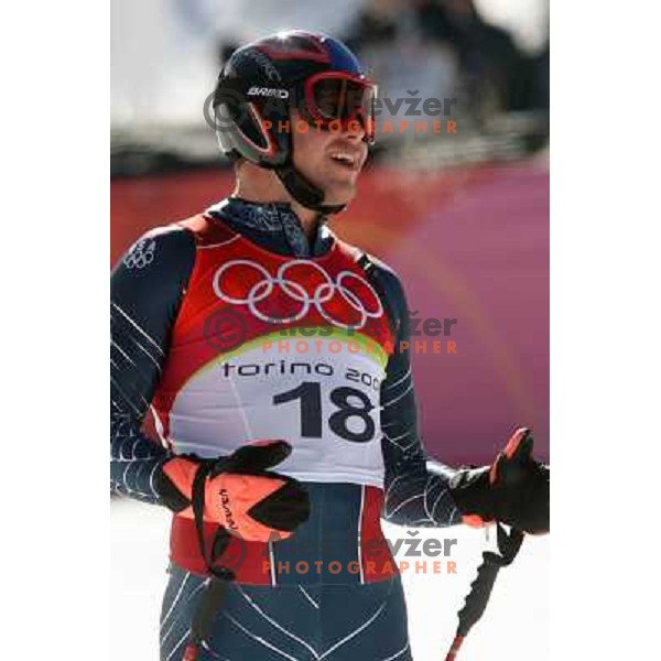 in the finish line of 2006 Torino Winter Olympic games men\'s downhill race in Borgata, Sestriere on February 12, 2006