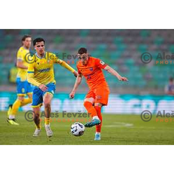 in action during The Final of Pivovarna Union Slovenian Cup football match between Koper and Celje in SRC Stozice, Ljubljana, Slovenia on May 14, 2025