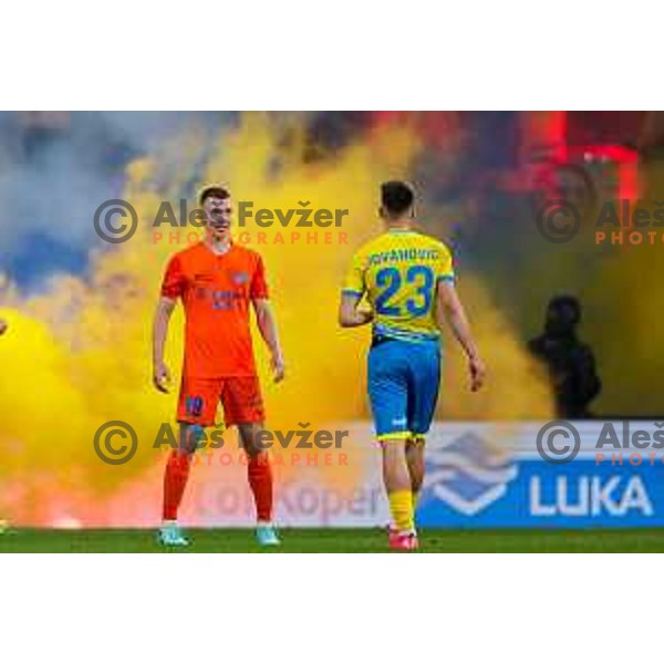 in action during The Final of Pivovarna Union Slovenian Cup football match between Koper and Celje in SRC Stozice, Ljubljana, Slovenia on May 14, 2025