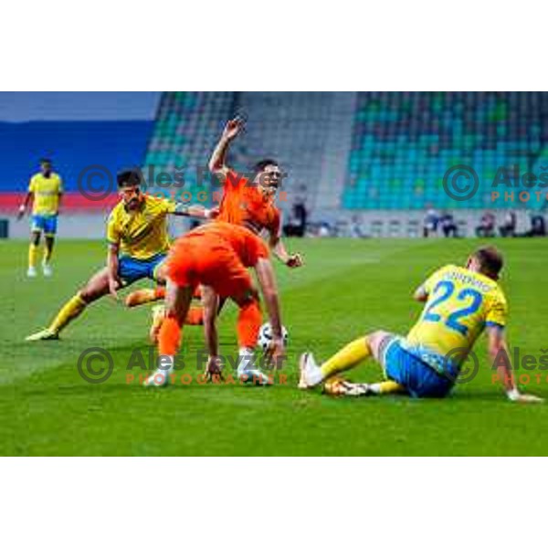 in action during The Final of Pivovarna Union Slovenian Cup football match between Koper and Celje in SRC Stozice, Ljubljana, Slovenia on May 14, 2025