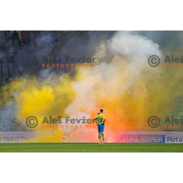 in action during The Final of Pivovarna Union Slovenian Cup football match between Koper and Celje in SRC Stozice, Ljubljana, Slovenia on May 14, 2025