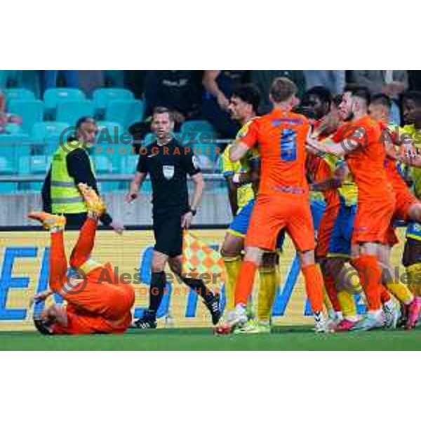in action during The Final of Pivovarna Union Slovenian Cup football match between Koper and Celje in SRC Stozice, Ljubljana, Slovenia on May 14, 2025