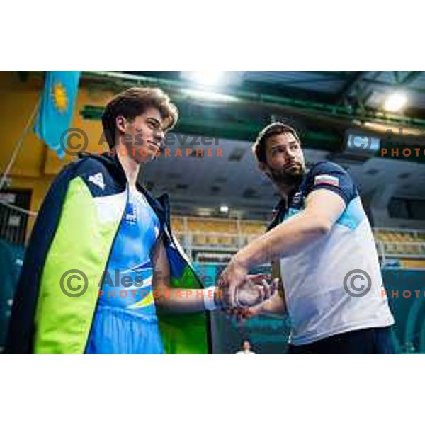 Gregor Rakovic of Slovenia with coach during 19. FIG Art World Challange Cup in Koper, on May 13, 2025, Slovenia Photo: Grega Valancic