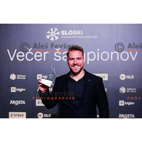 Miha Hrobat at the Night of the Champions, Slovenia Ski Federation Annual event in Ljubljana, Slovenia on May 15, 2025