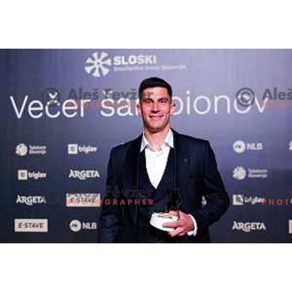 Zan Kranjec at the Night of the Champions, Slovenia Ski Federation Annual event in Ljubljana, Slovenia on May 15, 2025