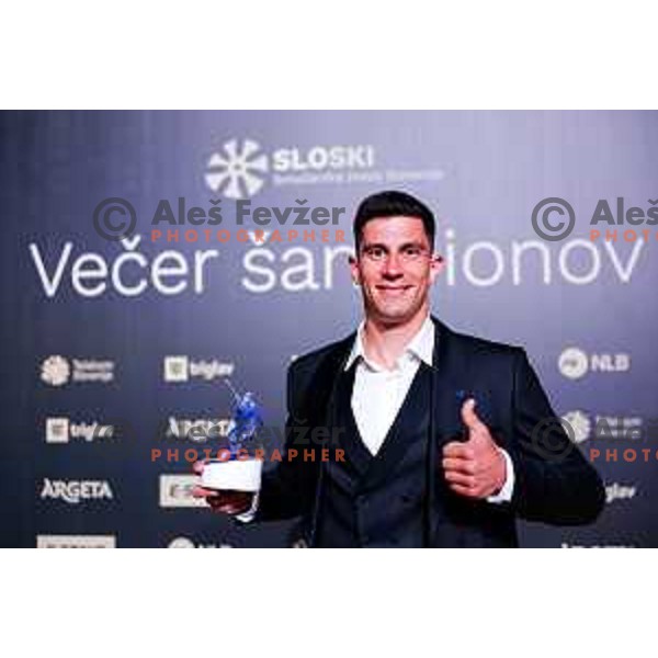 Zan Kranjec at the Night of the Champions, Slovenia Ski Federation Annual event in Ljubljana, Slovenia on May 15, 2025