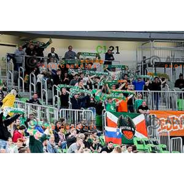 Sektor 6 in action during Second match of Quarterfinals of AdmiralBet ABA League 2024/2025 between Cedevita Olimpija Ljubljana (SLO) and Dubai (UAE) in SRC Stozice, Ljubljana, Slovenia on May 16, 2025. Photo: Filip Barbalic