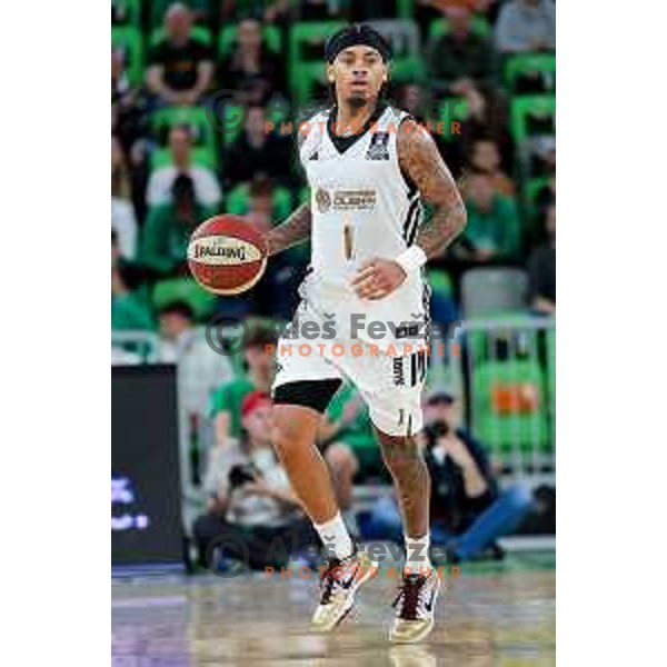 Nate Mason of Dubai in action during Second match of Quarterfinals of AdmiralBet ABA League 2024/2025 between Cedevita Olimpija Ljubljana (SLO) and Dubai (UAE) in SRC Stozice, Ljubljana, Slovenia on May 16, 2025. Photo: Filip Barbalic