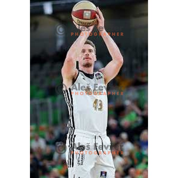 Leon Radosevic of Dubai in action during Second match of Quarterfinals of AdmiralBet ABA League 2024/2025 between Cedevita Olimpija Ljubljana (SLO) and Dubai (UAE) in SRC Stozice, Ljubljana, Slovenia on May 16, 2025. Photo: Filip Barbalic