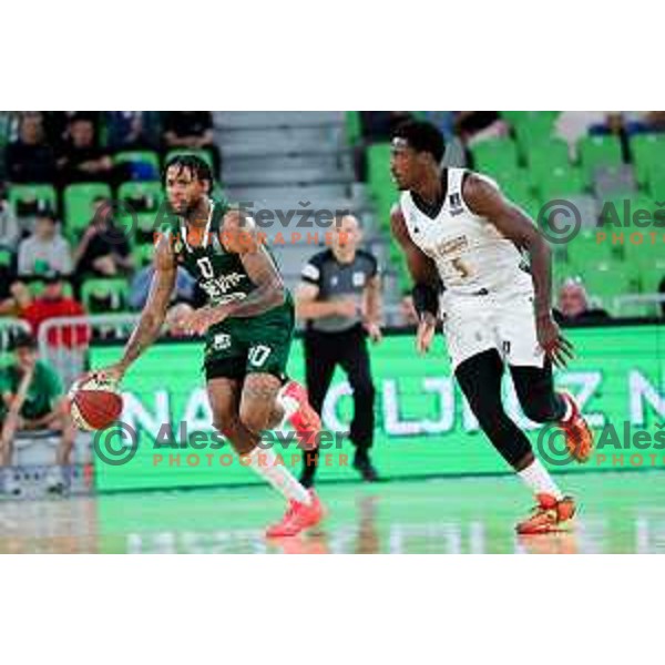 DJ Stewart of Cedevita Olimpija in action during Second match of Quarterfinals of AdmiralBet ABA League 2024/2025 between Cedevita Olimpija Ljubljana (SLO) and Dubai (UAE) in SRC Stozice, Ljubljana, Slovenia on May 16, 2025. Photo: Filip Barbalic