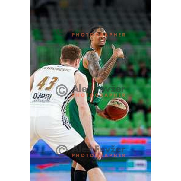Devin Robinson of Cedevita Olimpija in action during Second match of Quarterfinals of AdmiralBet ABA League 2024/2025 between Cedevita Olimpija Ljubljana (SLO) and Dubai (UAE) in SRC Stozice, Ljubljana, Slovenia on May 16, 2025.
