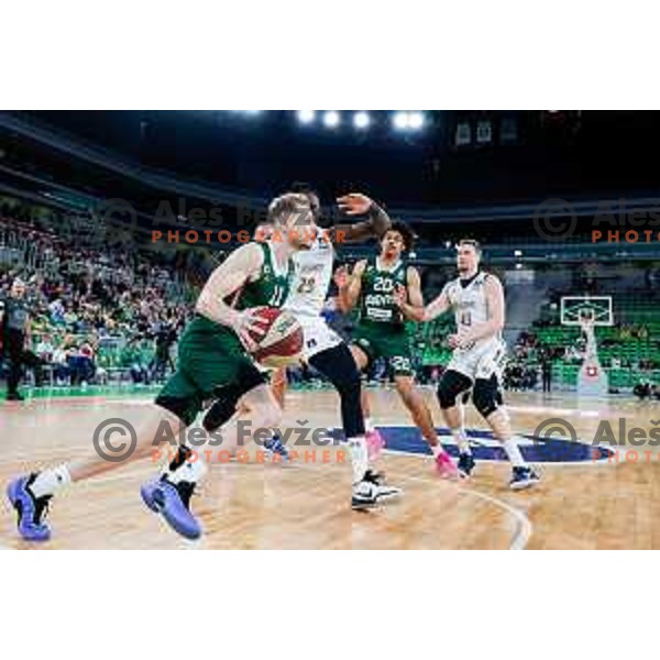 Jaka Blazic of Cedevita Olimpija in action during Second match of Quarterfinals of AdmiralBet ABA League 2024/2025 between Cedevita Olimpija Ljubljana (SLO) and Dubai (UAE) in SRC Stozice, Ljubljana, Slovenia on May 16, 2025.