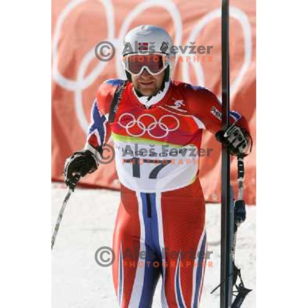 in the finish line of 2006 Torino Winter Olympic games men\'s downhill race in Borgata, Sestriere on February 12, 2006