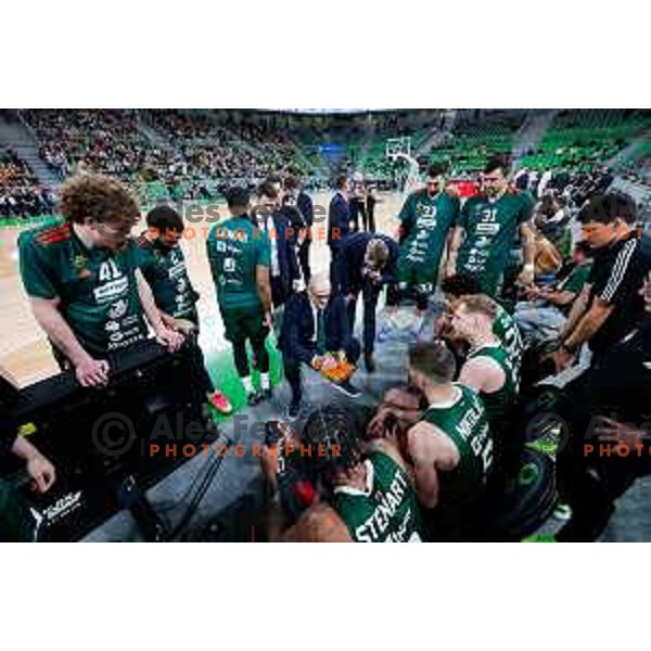 in action during Second match of Quarterfinals of AdmiralBet ABA League 2024/2025 between Cedevita Olimpija Ljubljana (SLO) and Dubai (UAE) in SRC Stozice, Ljubljana, Slovenia on May 16, 2025.