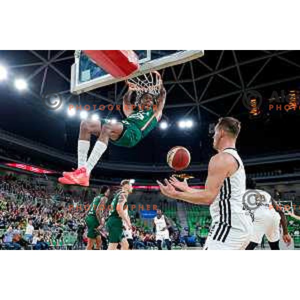 Dewayne Stewart ml. of Cedevita Olimpija in action during Second match of Quarterfinals of AdmiralBet ABA League 2024/2025 between Cedevita Olimpija Ljubljana (SLO) and Dubai (UAE) in SRC Stozice, Ljubljana, Slovenia on May 16, 2025.