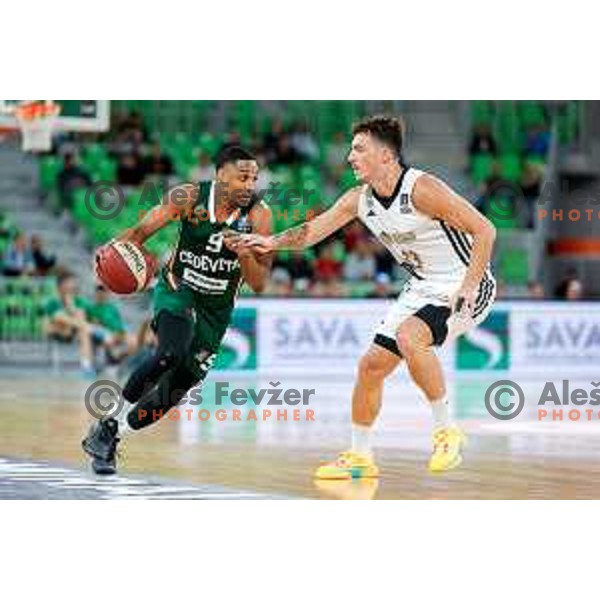 Brynton Lemar of Cedevita Olimpija in action during Second match of Quarterfinals of AdmiralBet ABA League 2024/2025 between Cedevita Olimpija Ljubljana (SLO) and Dubai (UAE) in SRC Stozice, Ljubljana, Slovenia on May 16, 2025.