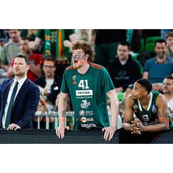 Ziga Daneu of Cedevita Olimpija in action during Second match of Quarterfinals of AdmiralBet ABA League 2024/2025 between Cedevita Olimpija Ljubljana (SLO) and Dubai (UAE) in SRC Stozice, Ljubljana, Slovenia on May 16, 2025.