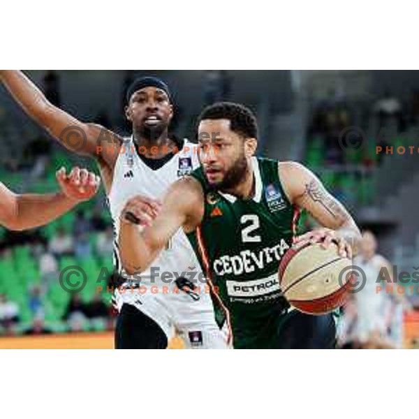 Devante Jones of Cedevita Olimpija in action during Second match of Quarterfinals of AdmiralBet ABA League 2024/2025 between Cedevita Olimpija Ljubljana (SLO) and Dubai (UAE) in SRC Stozice, Ljubljana, Slovenia on May 16, 2025. Photo: Filip Barbalic