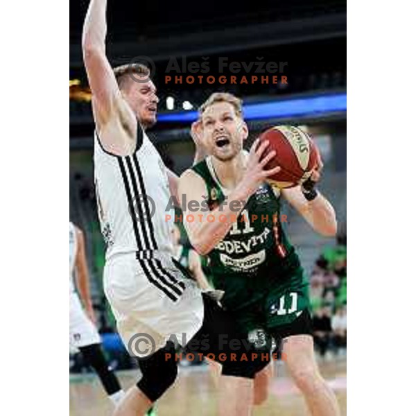 Jaka Blazic of Cedevita Olimpija in action during Second match of Quarterfinals of AdmiralBet ABA League 2024/2025 between Cedevita Olimpija Ljubljana (SLO) and Dubai (UAE) in SRC Stozice, Ljubljana, Slovenia on May 16, 2025. Photo: Filip Barbalic