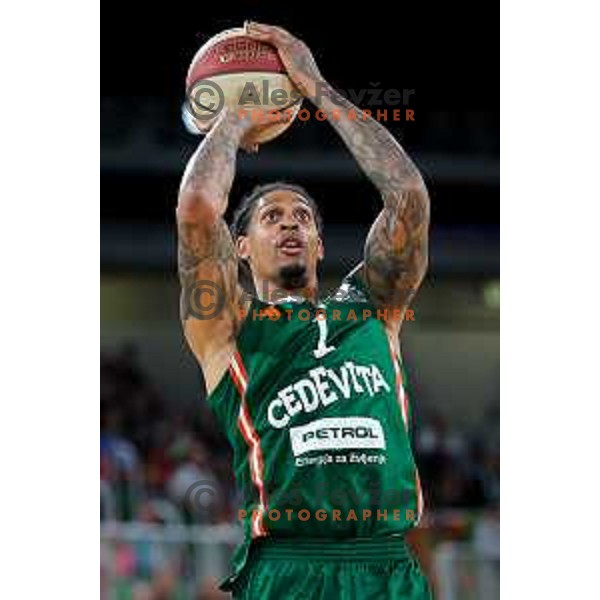 Devin Robinson of Cedevita Olimpija in action during Second match of Quarterfinals of AdmiralBet ABA League 2024/2025 between Cedevita Olimpija Ljubljana (SLO) and Dubai (UAE) in SRC Stozice, Ljubljana, Slovenia on May 16, 2025. Photo: Filip Barbalic