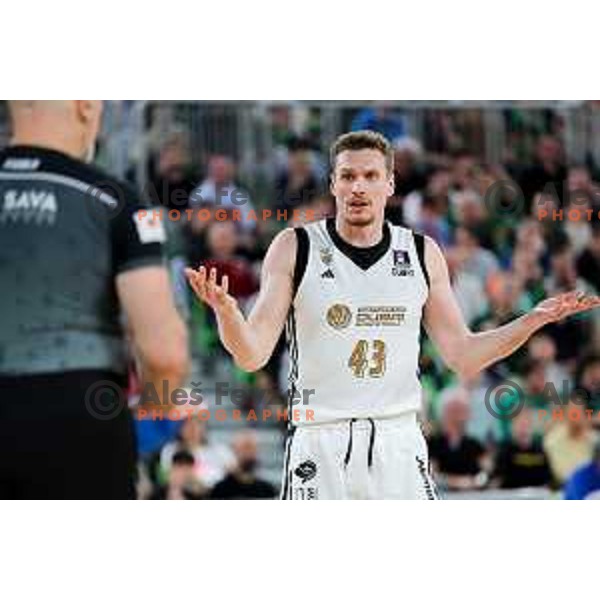 Leon Radosevic of Dubai in action during Second match of Quarterfinals of AdmiralBet ABA League 2024/2025 between Cedevita Olimpija Ljubljana (SLO) and Dubai (UAE) in SRC Stozice, Ljubljana, Slovenia on May 16, 2025. Photo: Filip Barbalic