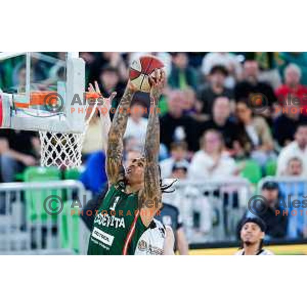 Devin Robinson of Cedevita Olimpija in action during Second match of Quarterfinals of AdmiralBet ABA League 2024/2025 between Cedevita Olimpija Ljubljana (SLO) and Dubai (UAE) in SRC Stozice, Ljubljana, Slovenia on May 16, 2025.