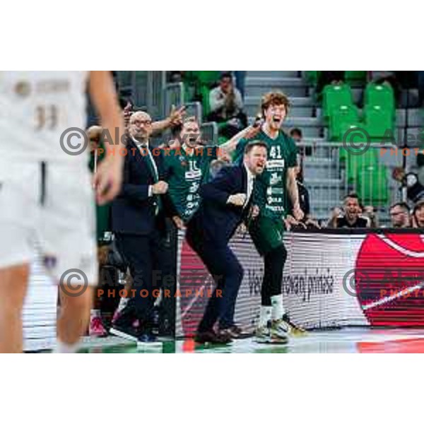 Ziga Daneu of Cedevita Olimpija in action during Second match of Quarterfinals of AdmiralBet ABA League 2024/2025 between Cedevita Olimpija Ljubljana (SLO) and Dubai (UAE) in SRC Stozice, Ljubljana, Slovenia on May 16, 2025.