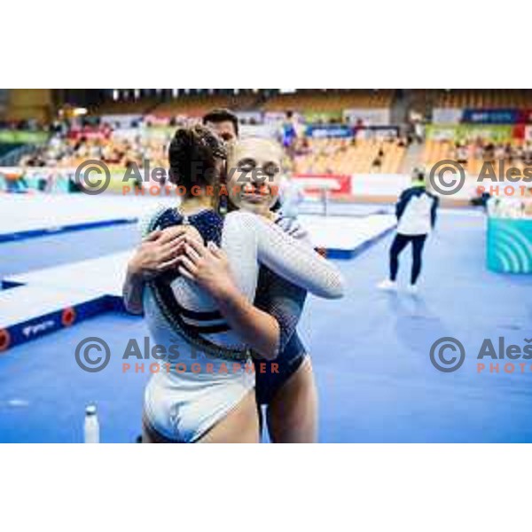 Lucija Hribar with Zala Trtnik of Slovenia during 19. FIG Art World Challange Cup in Koper, on May 16, 2025, Slovenia Photo: Grega Valancic
