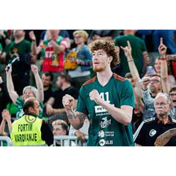Ziga Daneu of Cedevita Olimpija in action during Second match of Quarterfinals of AdmiralBet ABA League 2024/2025 between Cedevita Olimpija Ljubljana (SLO) and Dubai (UAE) in SRC Stozice, Ljubljana, Slovenia on May 16, 2025.