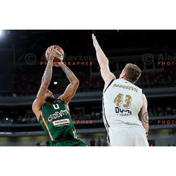 DJ Stewart of Cedevita Olimpija in action during Second match of Quarterfinals of AdmiralBet ABA League 2024/2025 between Cedevita Olimpija Ljubljana (SLO) and Dubai (UAE) in SRC Stozice, Ljubljana, Slovenia on May 16, 2025. Photo: Filip Barbalic