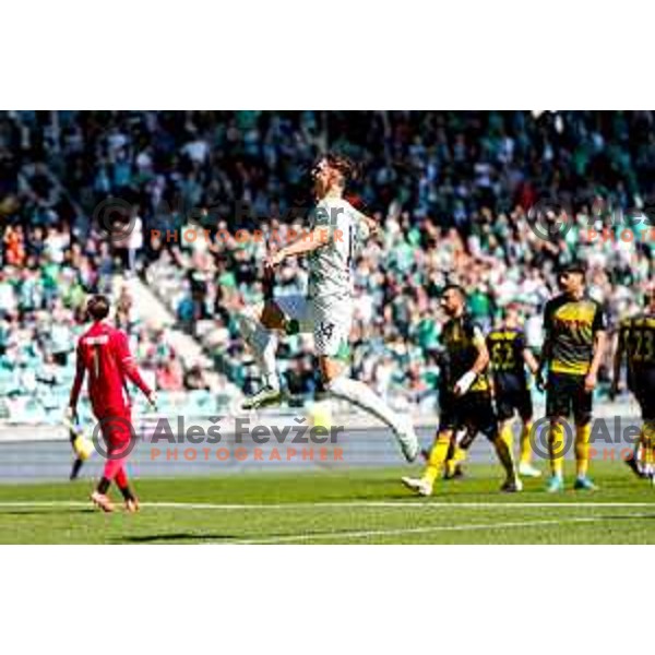 Marcel Ratnik of Olimpija celebrates a goal during Prva liga Telemach 2024/2025 football match between Olimpija and Kalcer Radomlje in Ljubljana, Slovenia on May 17, 2025