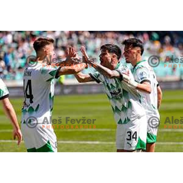 during Prva liga Telemach 2024/2025 football match between Olimpija and Kalcer Radomlje in Ljubljana, Slovenia on May 17, 2025