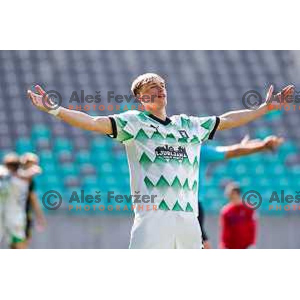 during Prva liga Telemach 2024/2025 football match between Olimpija and Kalcer Radomlje in Ljubljana, Slovenia on May 17, 2025