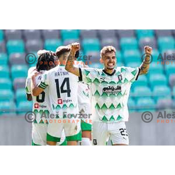 during Prva liga Telemach 2024/2025 football match between Olimpija and Kalcer Radomlje in Ljubljana, Slovenia on May 17, 2025